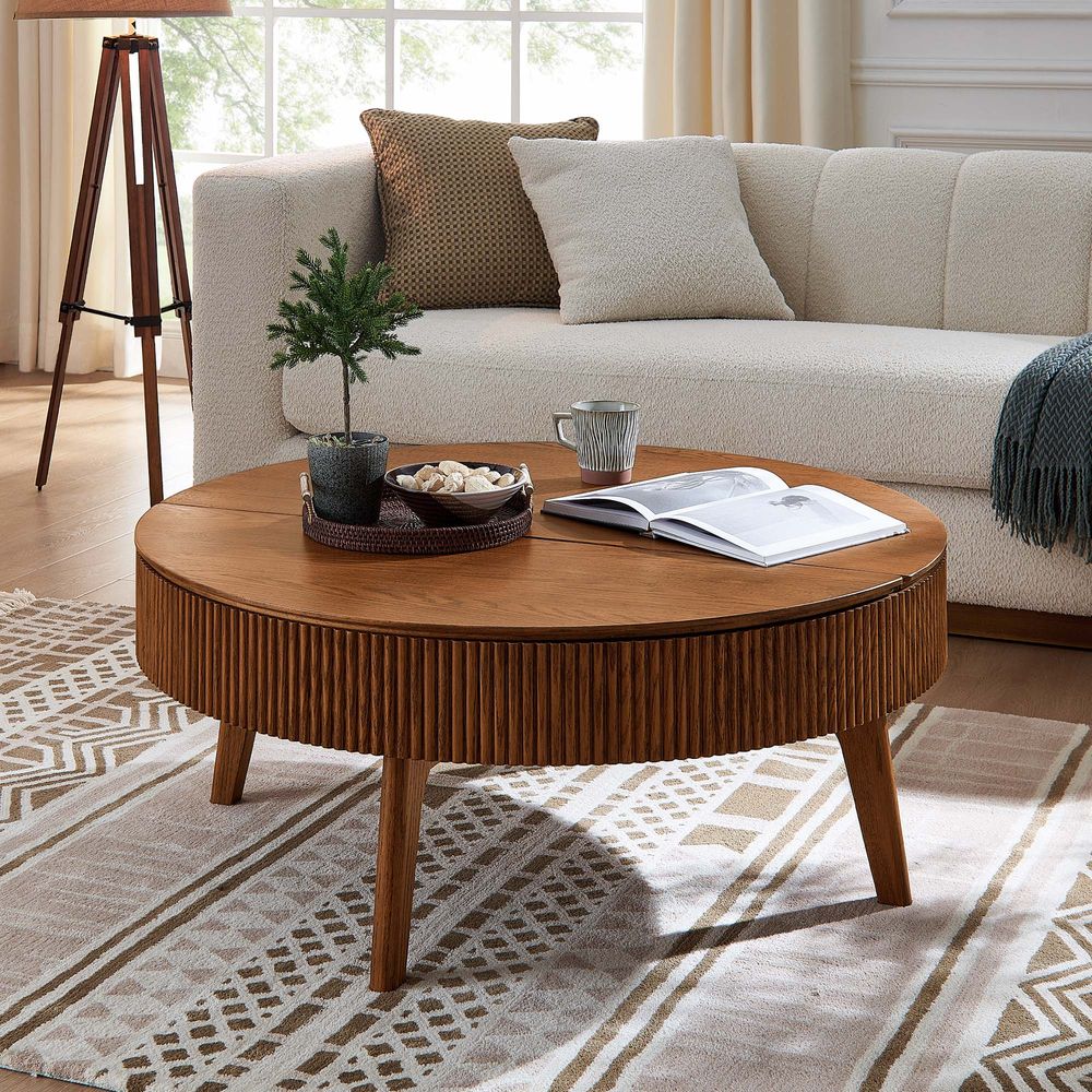 Hernest Magnus 39" Lift-Top Oak Coffee Table Warm Brown