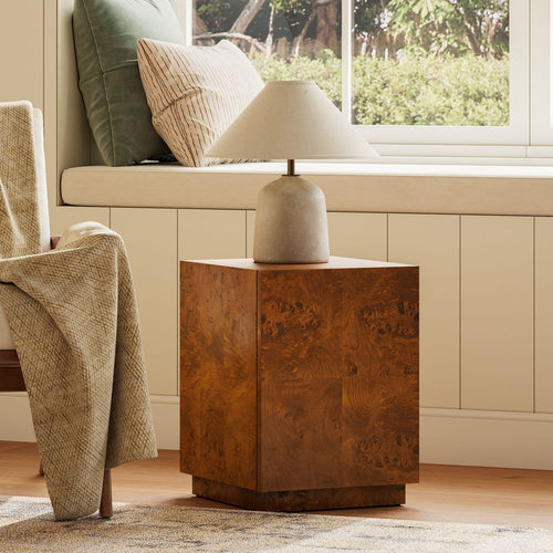 Hernest Bodil 14" Burl Side Table with Hidden Storage Warm Brown