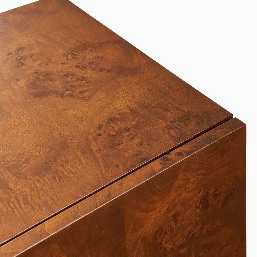 Hernest Bodil 14" Burl Side Table with Hidden Storage Warm Brown