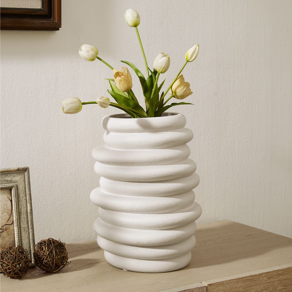 Hernest Bris Ceramic Vase 13.7"H Warm White