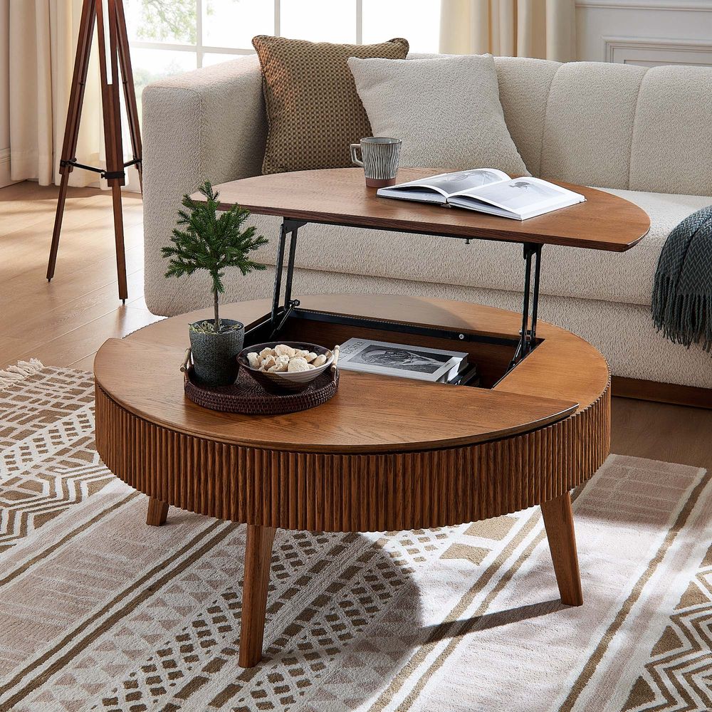 Hernest Magnus 39" Lift-Top Oak Coffee Table Warm Brown