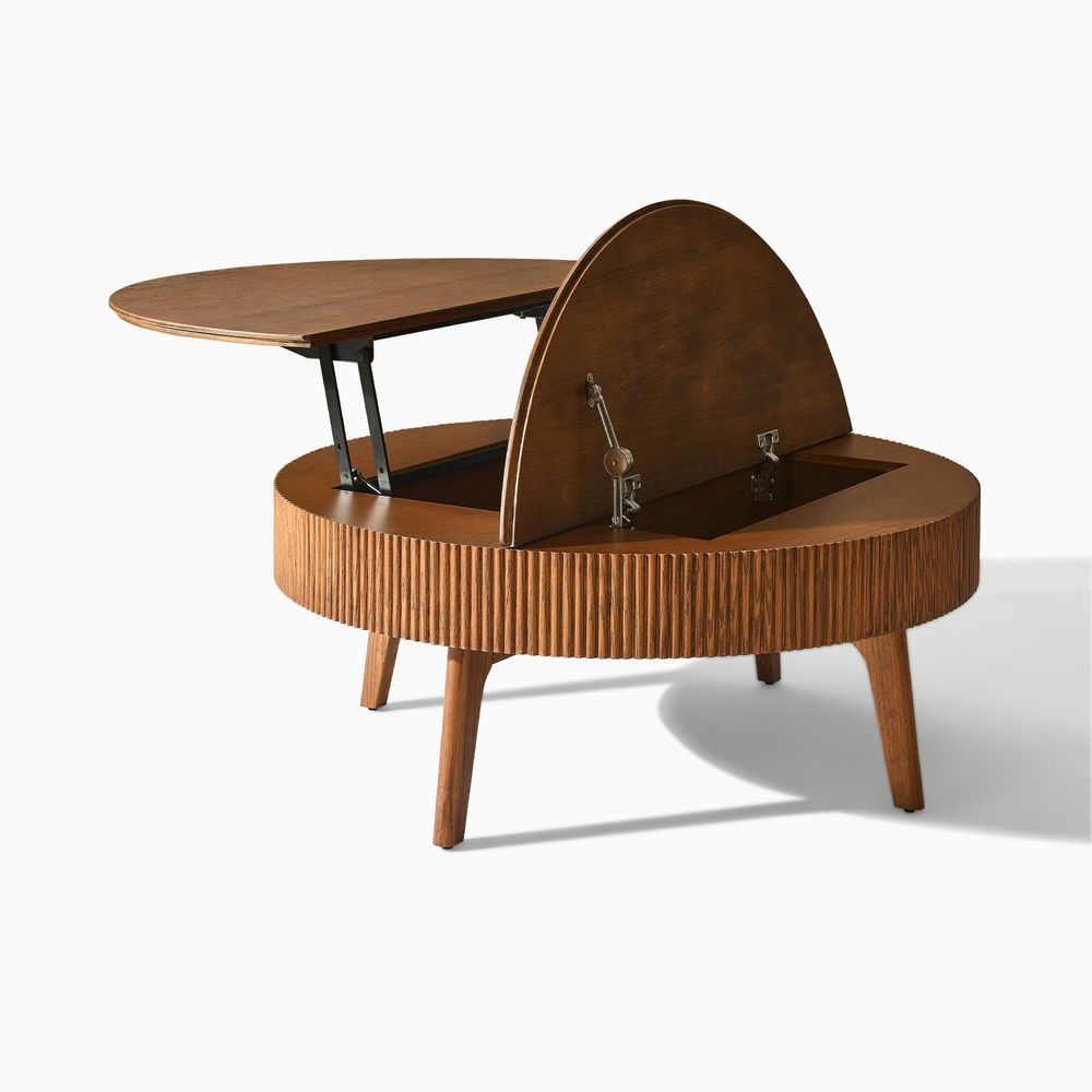 Hernest Magnus 39" Lift-Top Oak Coffee Table Warm Brown