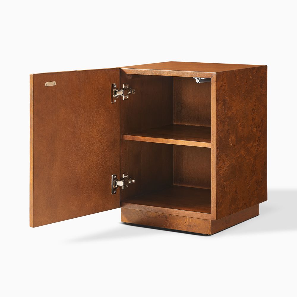 Hernest Bodil 14" Burl Side Table with Hidden Storage Warm Brown