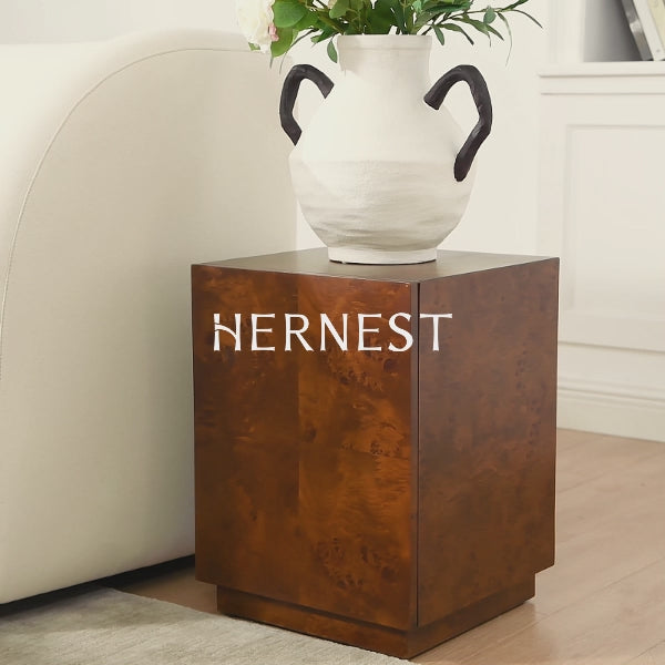 Hernest Bodil 14" Burl Side Table Warm Brown